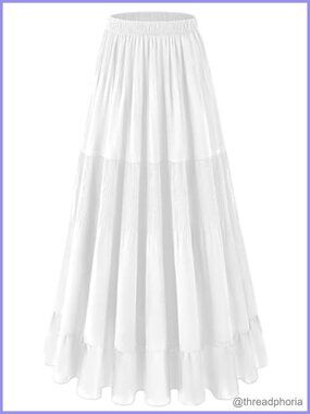 Women's Ruffle Maxi Skirt High Waist Pleated Chiffon Flowy Long Skirt